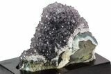 Wide, Purple Amethyst Crystal Cluster On Wood Base - Uruguay #101450-2